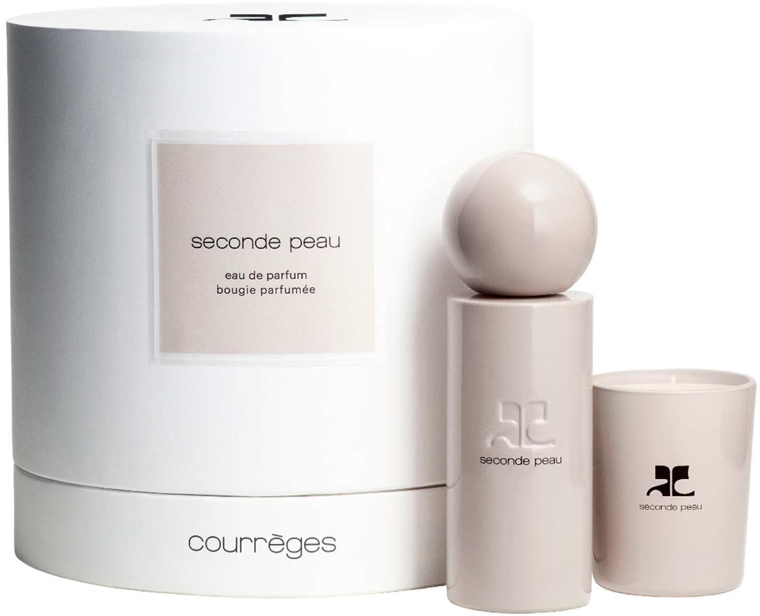 Courrèges Seconde Peau Set = E.d.P. Nat. Spray 100 ml + Duftkerze 75 g