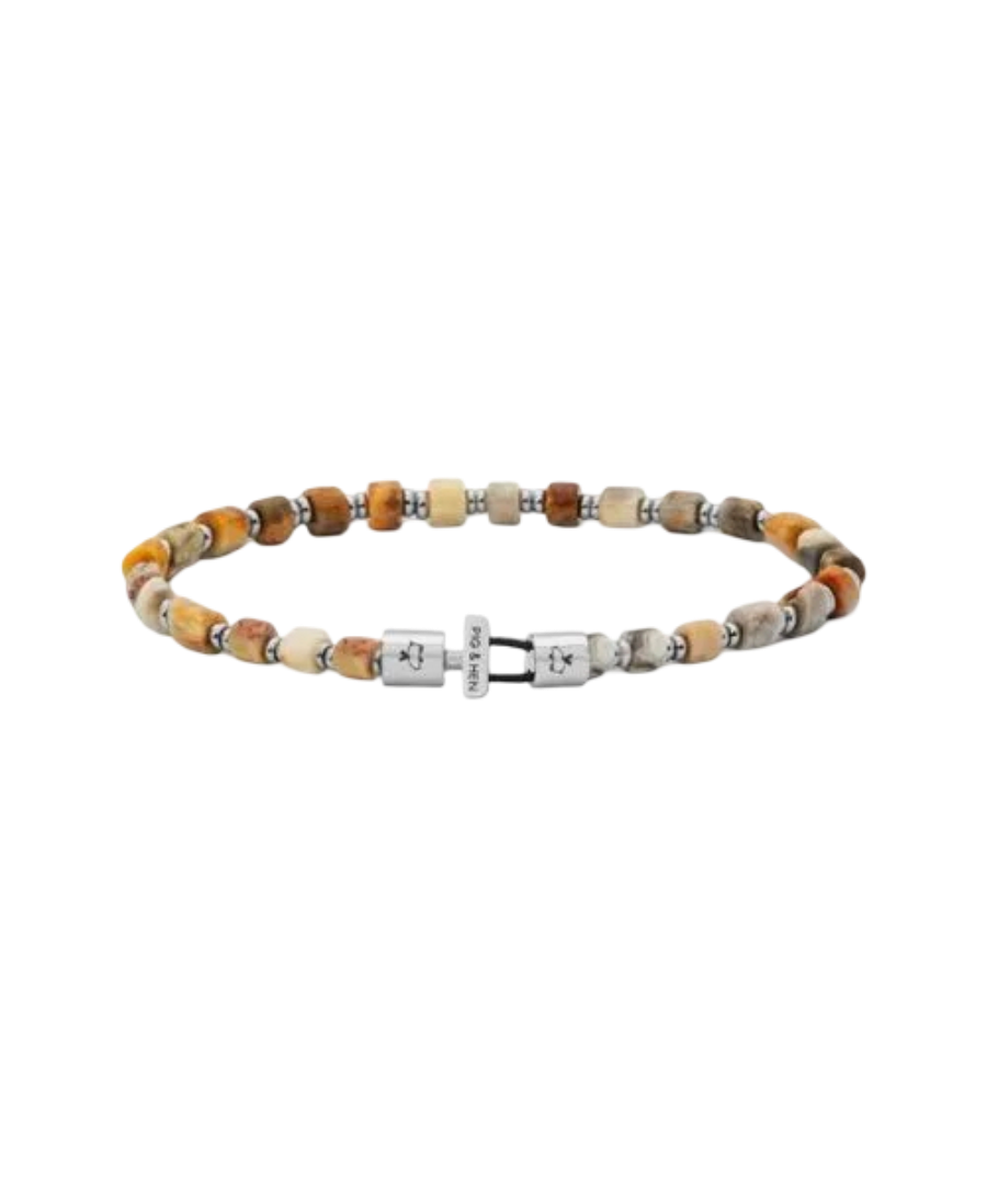 Pig & Hen Herren-Armband Brontide 4mm crazy agate/silver