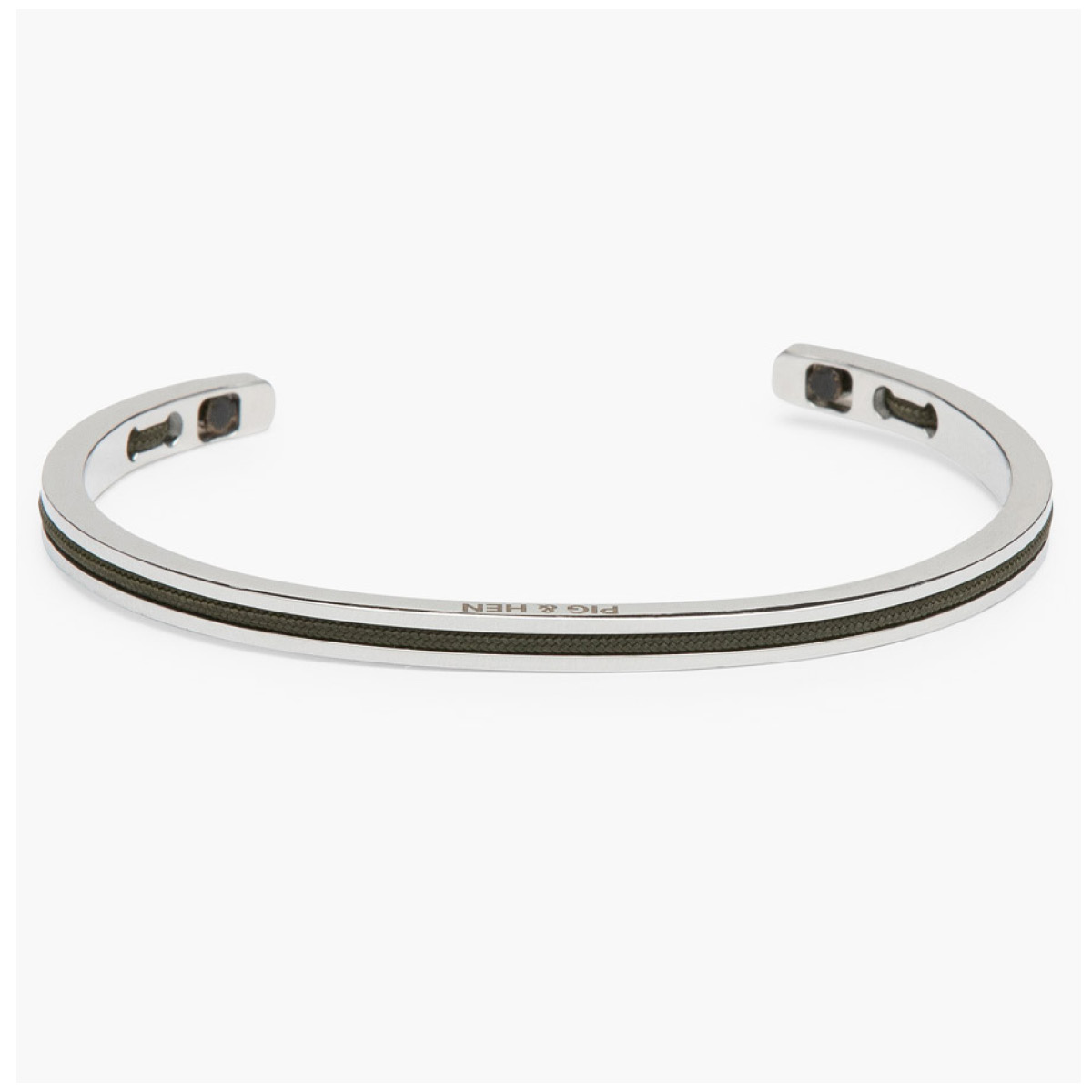 Pig & Hen Herren-Armband Navarch 4mm army/silver