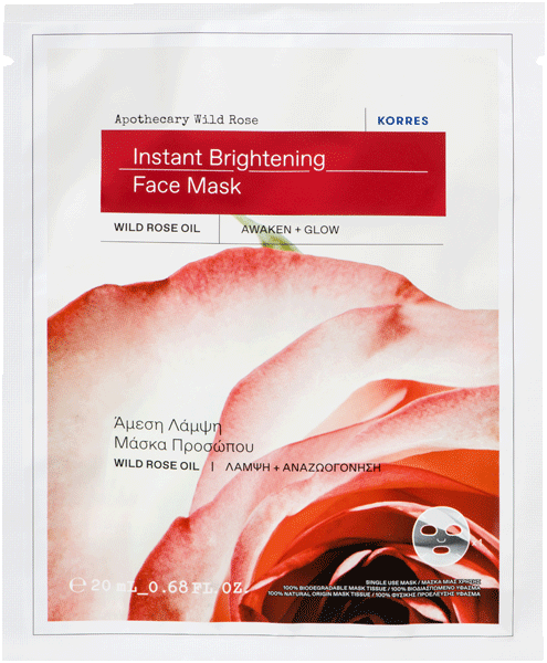 Korres Apothecary Wild Rose Tuch-Maske für strahlende Haut mit Sofort-Effekt | Parfümerie Godel